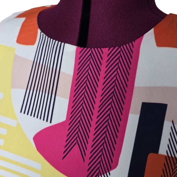 Rose & Olive Multicolor Abstract Sleeveless Blouse Size 8 Casual Boho Spring Top - Picture 5 of 6